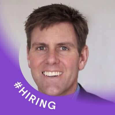 Tyler Ames with purple border and text "#hiring"
